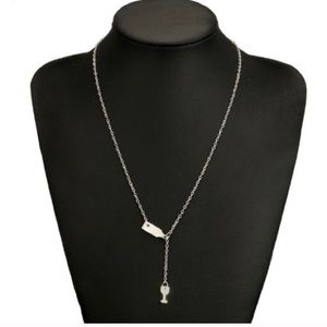Wine and glass necklace